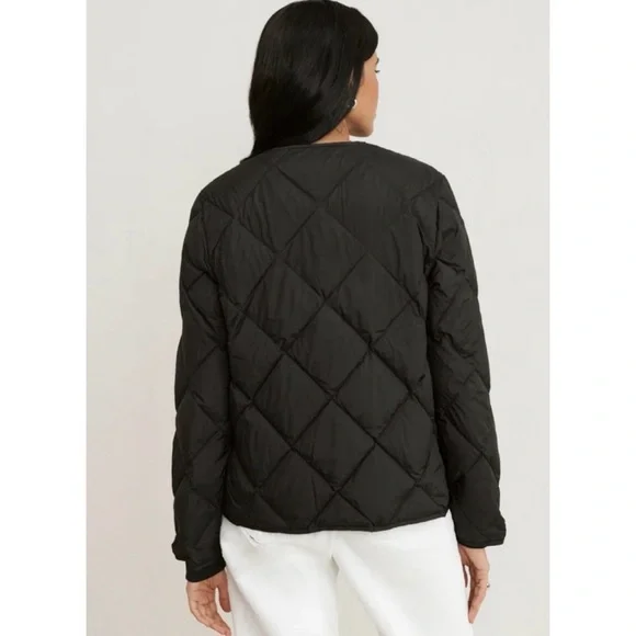 $425 Jenni Kayne Park Down Jacket Quilted Snap Button Classic Black XS - Picture 4 of 10